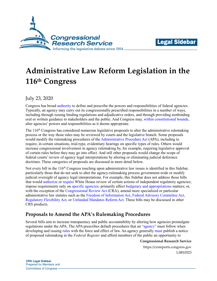 [20200723]LSB10523_第116届国会行政法改革立法.pdf_第1页