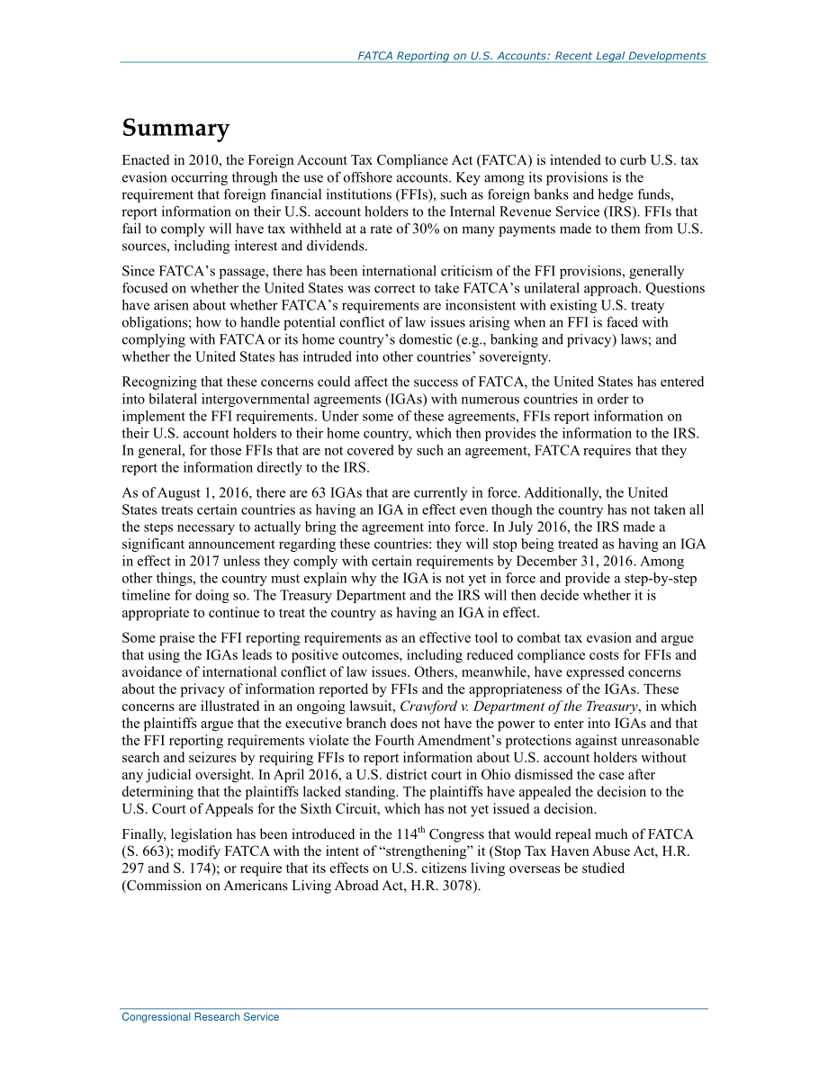 [20160907]R44616_FATCA美国账户报告：最近的法律发展.pdf_第2页