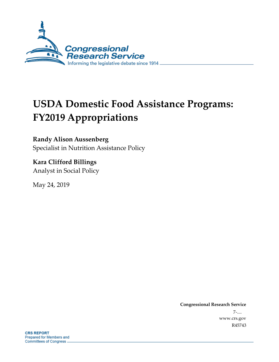 [20190524]R45743_美国农业部国内粮食援助计划：2019财年拨款.pdf_第1页