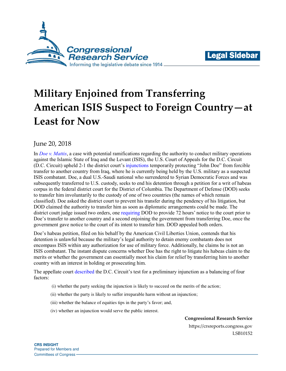 [20180620]LSB10152_军方禁止将美国ISIS嫌疑人转移到国外至少目前是这样.pdf_第1页