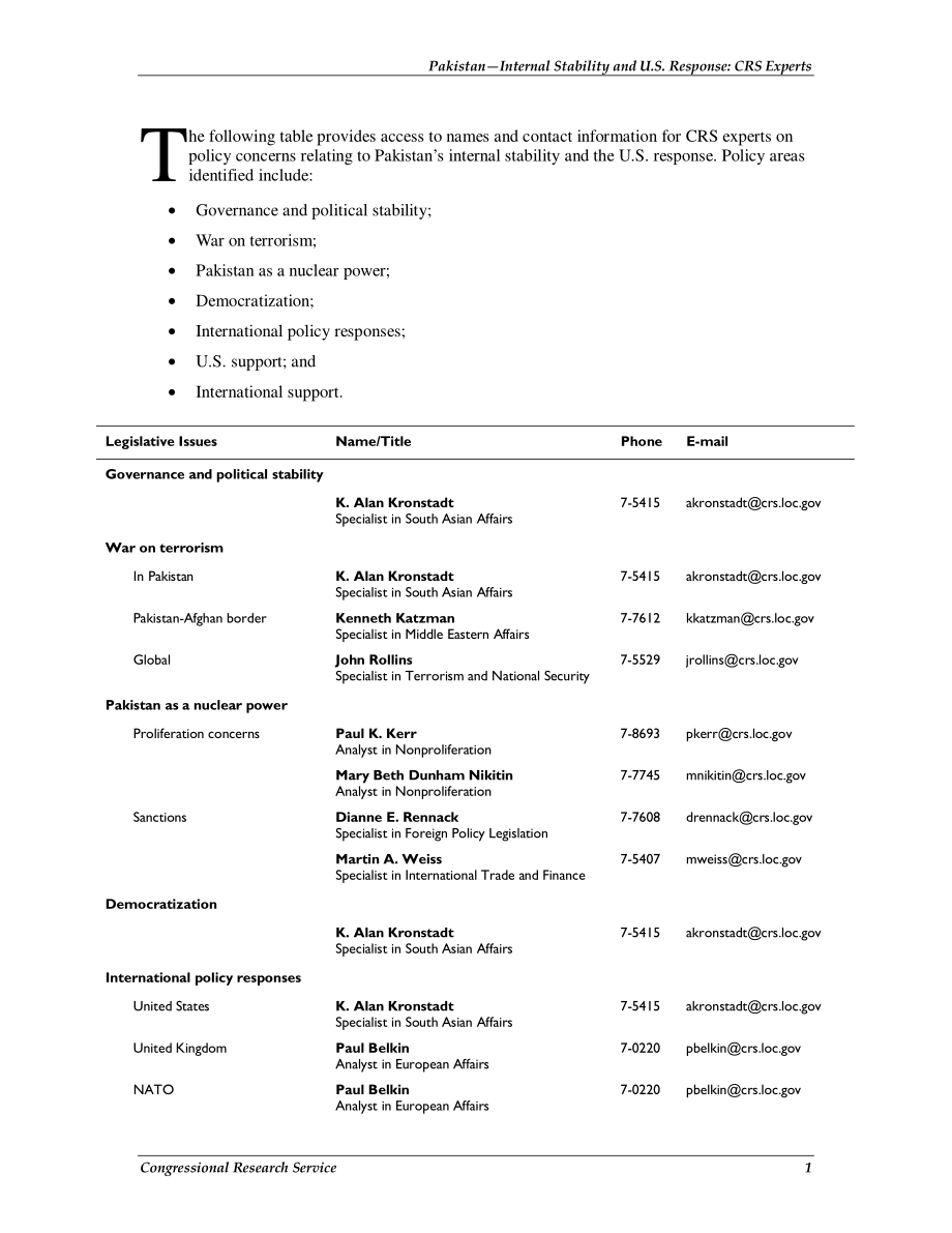 [20091130]R40926_巴基斯坦国内稳定与美国回应：CRS专家.pdf_第2页