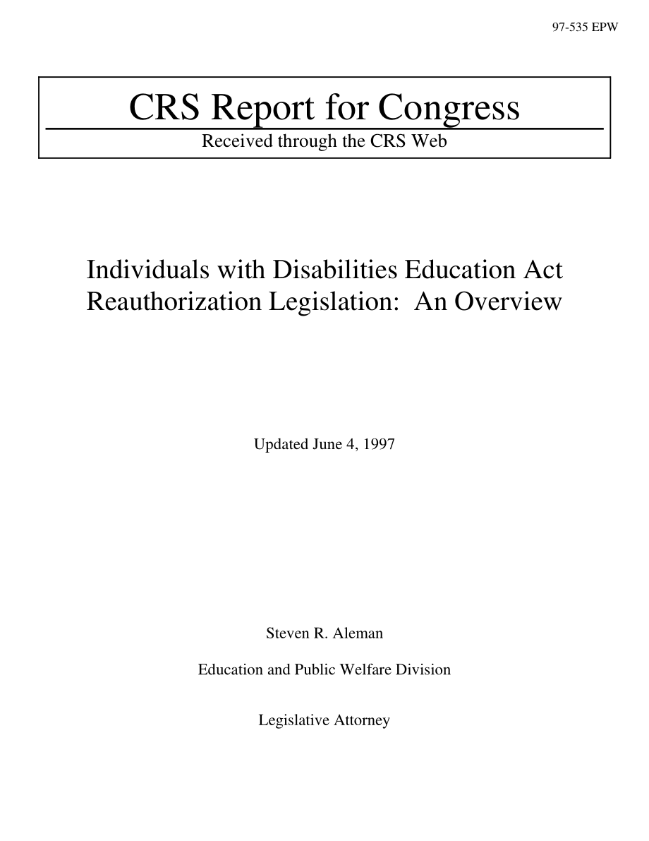 [19970604]97-535EPW_《残疾人教育法》再授权立法：概述.pdf_第1页