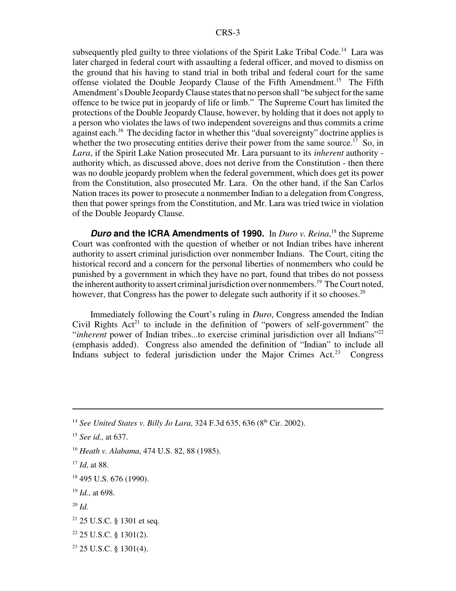 [20031218]RS21691_United States v.Billy Jo Lara and Tribal Sovereignty Over Nonmember Indians.pdf_第3页