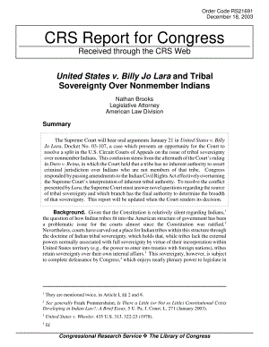 [20031218]RS21691_United States v.Billy Jo Lara and Tribal Sovereignty Over Nonmember Indians.pdf