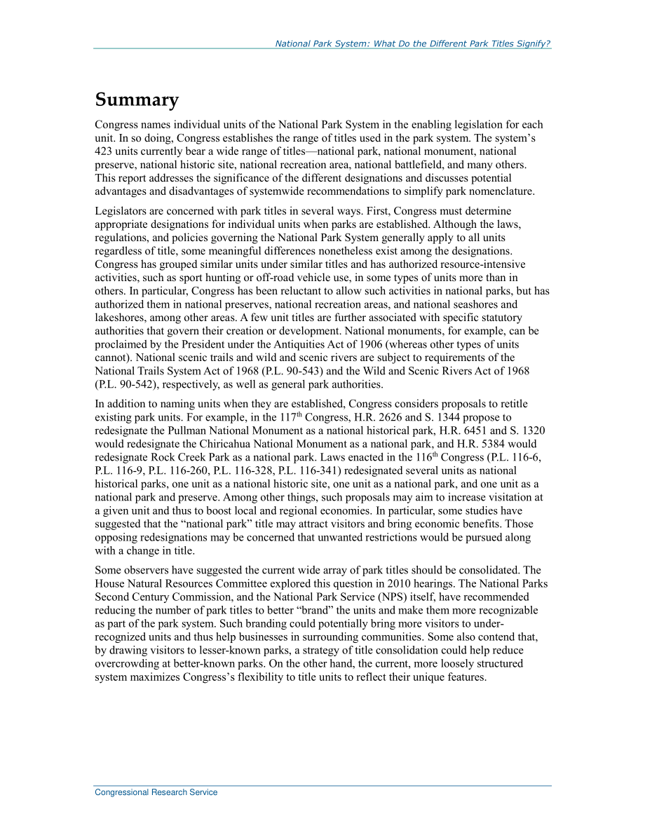 [20220207]R41816_国家公园系统：不同的公园名称意味着什么？.pdf_第2页