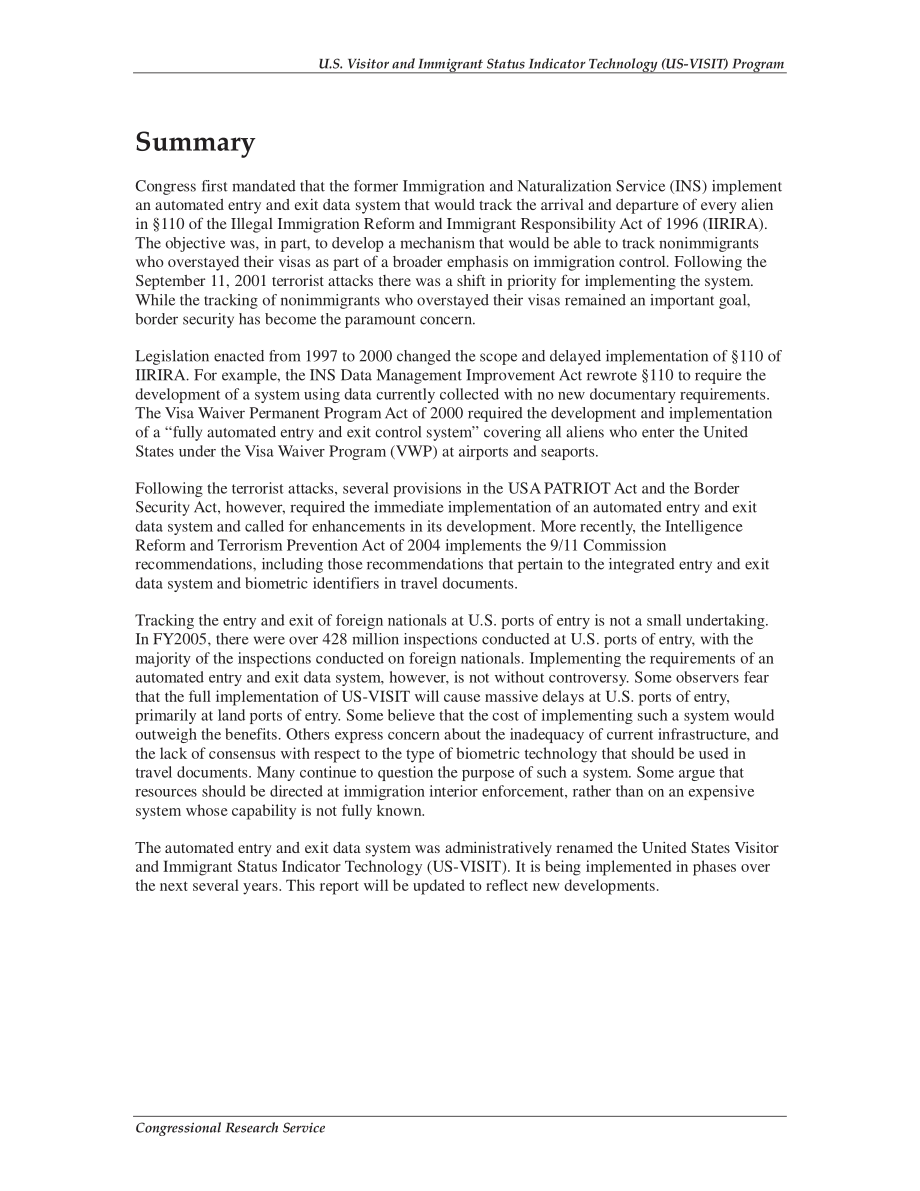 [20060126]RL32234_美国游客和移民身份指示技术（US-VISIT）计划.pdf_第2页