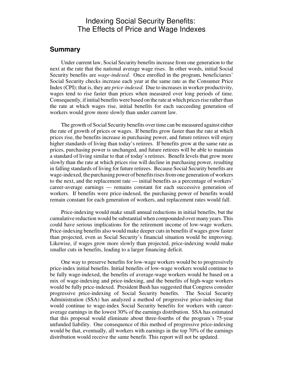 [20050512]RL32900_社会保障福利指数化：价格和工资指数的影响.pdf_第2页
