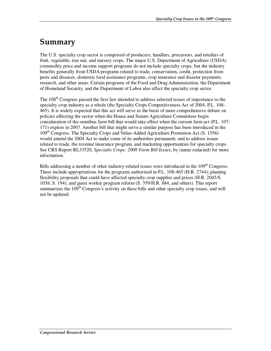 [20061024]RL32951_第109届国会的特种作物问题.pdf_第2页