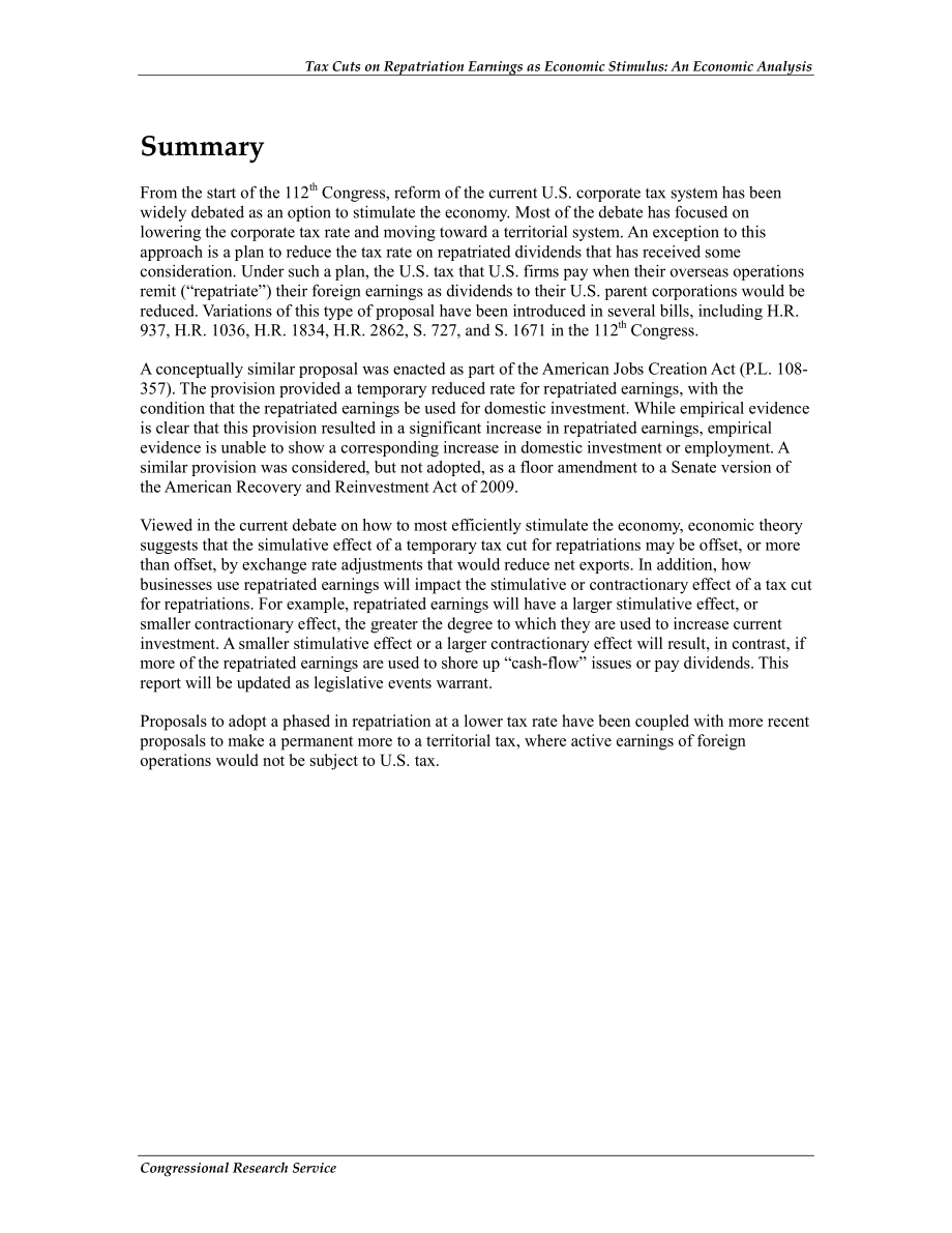 [20121221]R40178_作为经济刺激的遣返收入减税：经济分析.pdf_第2页
