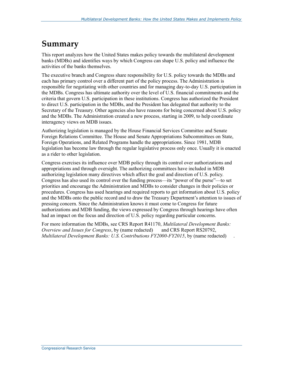 [20151202]R41537_多边开发银行：美国如何制定和实施政策.pdf_第2页