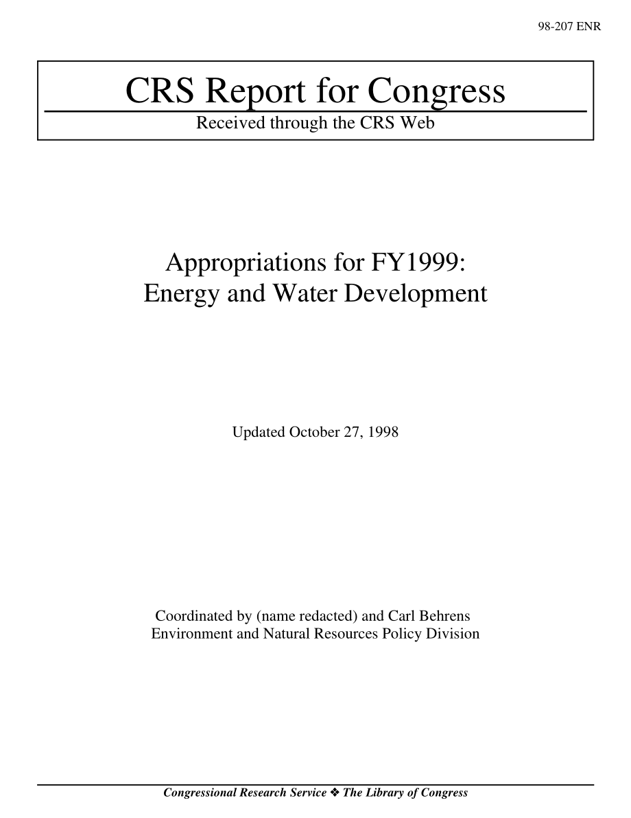 [19981027]98-207_Appropriations for FY 1999：能源和水资源开发.pdf_第1页