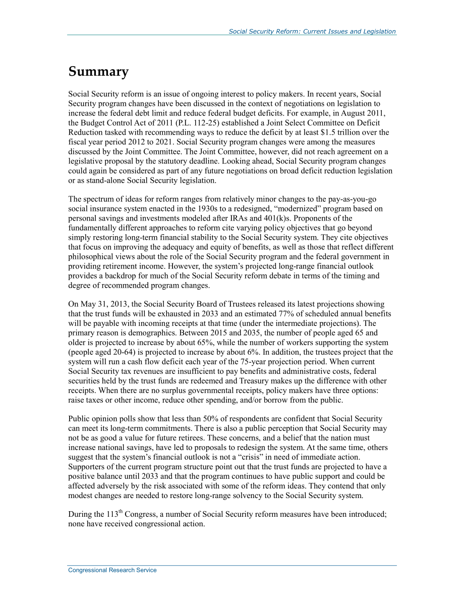 [20140115]RL33544_社会保障改革：当前问题和立法.pdf_第2页