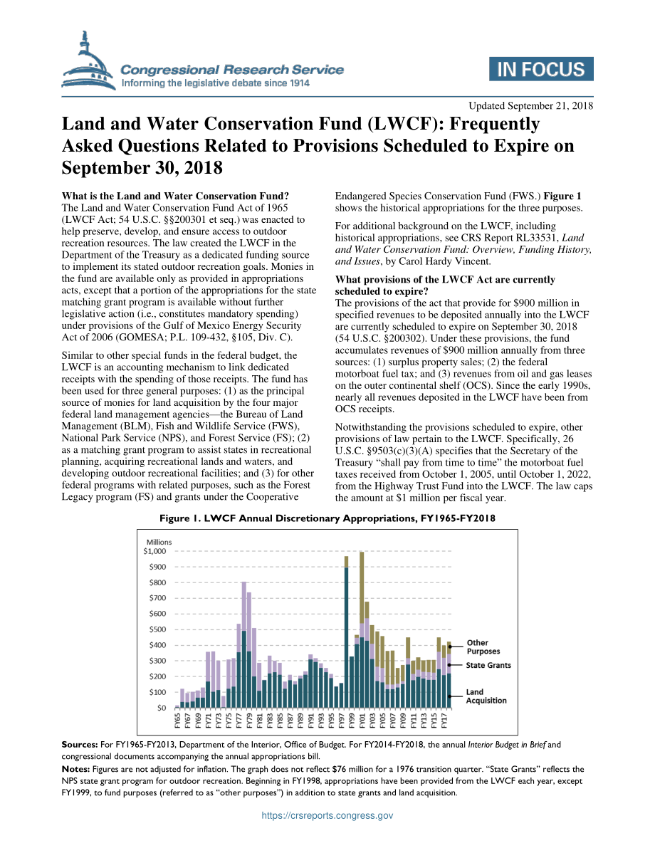 [20180921]IF10323_水土保持基金（LWCF）：与2018年9月30日到期的条款相关的常见问题解答.pdf_第1页