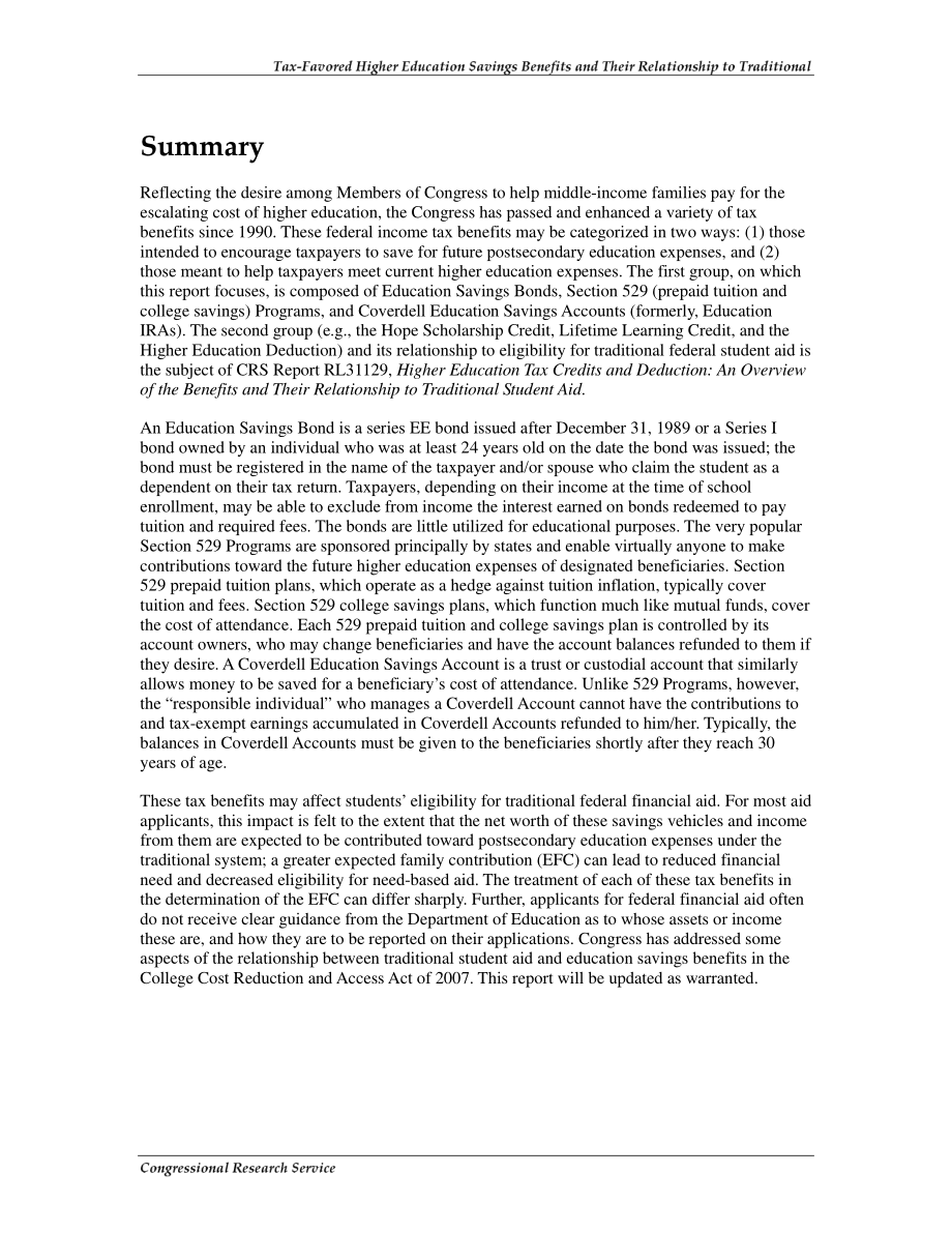 [20080118]RL32155_税收优惠的高等教育储蓄福利及其与传统联邦学生援助的关系.pdf_第2页