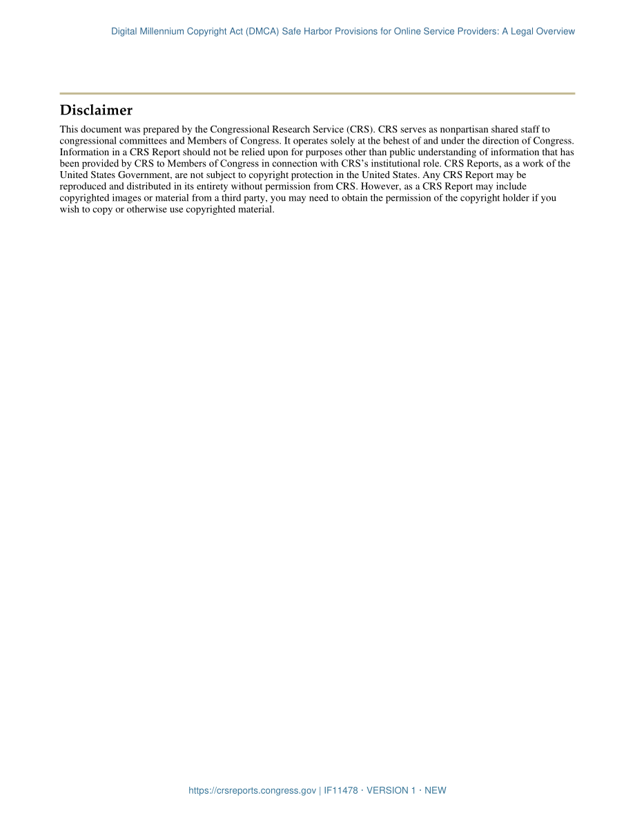 [20200330]IF11478_《数字千年版权法》（DMCA）针对在线服务提供商的安全港规定：法律概述.pdf_第3页