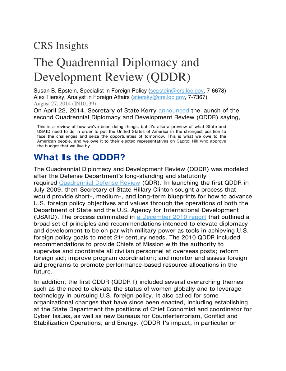 [20140827]IN10139_四年期外交与发展审查（QDDR）.pdf_第1页