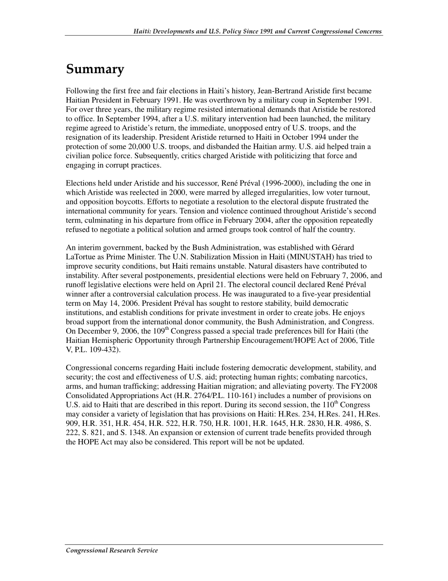 [20080125]RL32294_海地：1991年以来的发展和美国政策以及当前国会关注的问题.pdf_第2页