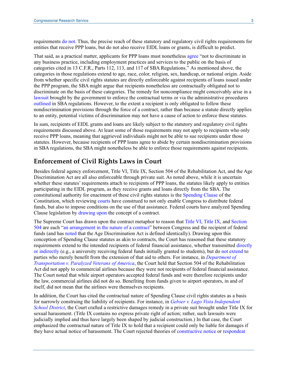 [20200501]LSB10459_联邦民权法对《关怀法案》贷款接受者的适用性 .pdf_第3页