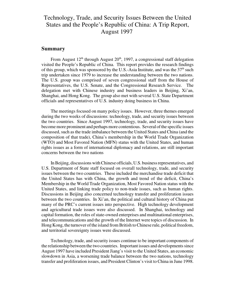 [19980630]98-617_美国和中华人民共和国之间的技术、贸易和安全问题：旅行报告1997年8月.pdf_第3页
