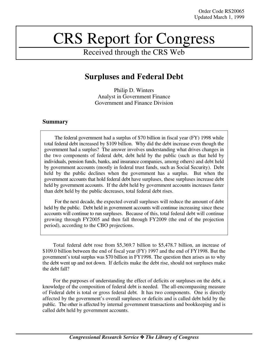 [19990301]RS20065_盈余和联邦债务.pdf_第1页