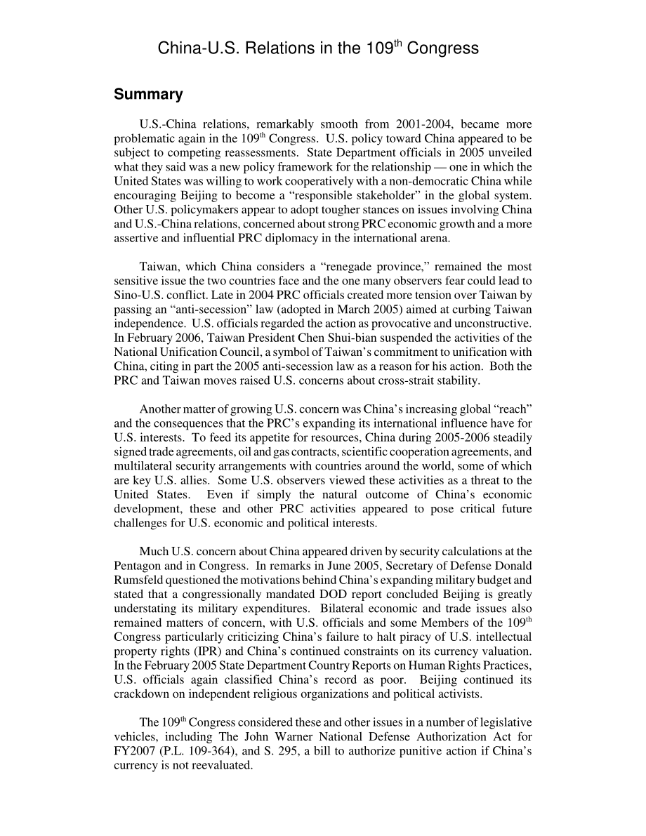 [20061231]RL32804_第109届国会中的中美关系.pdf_第2页