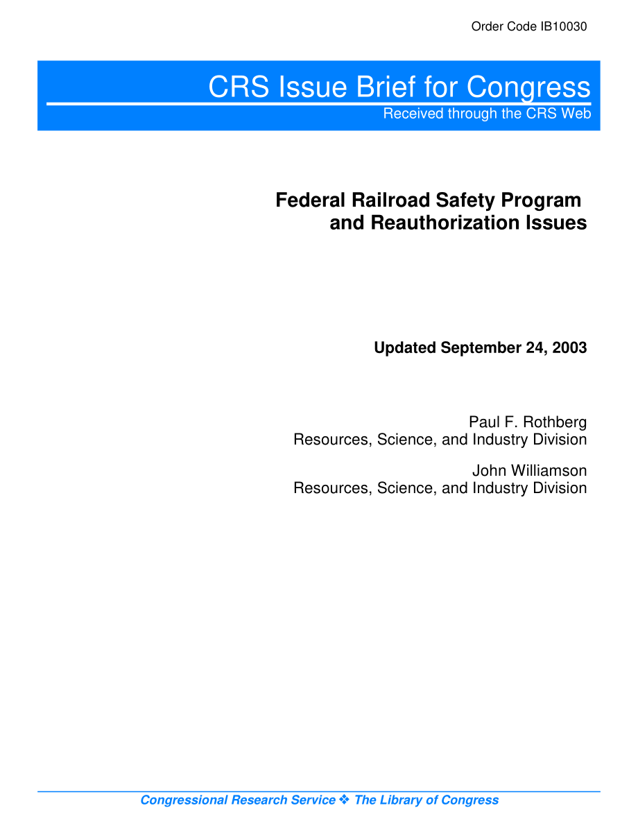 [20030924]IB10030_联邦铁路安全计划和再授权问题.pdf_第1页