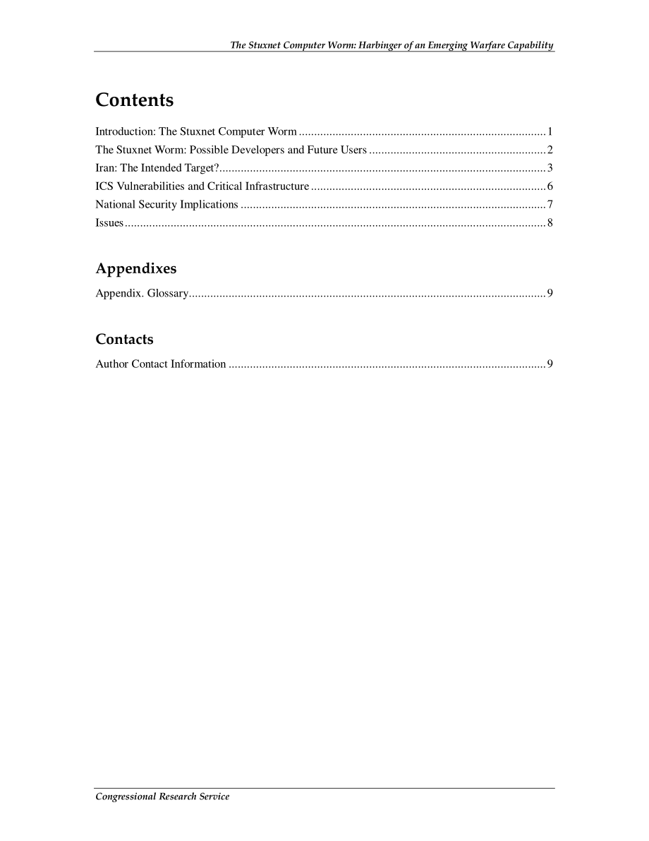 [20101209]R41524_Stuxnet计算机蠕虫：新兴作战能力的先兆.pdf_第3页