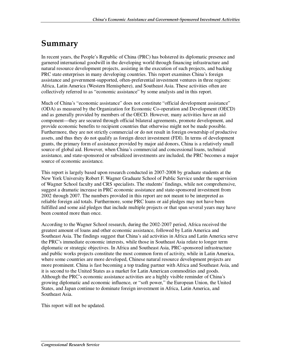 [20091125]R40940_中国在非洲、拉丁美洲和东南亚的援助和政府支持的投资活动.pdf_第2页