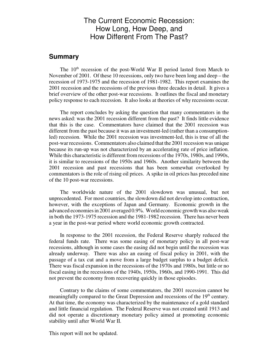 [20030825]RL31237_2001年经济衰退：有多长有多深与过去有多大不同？.pdf_第2页