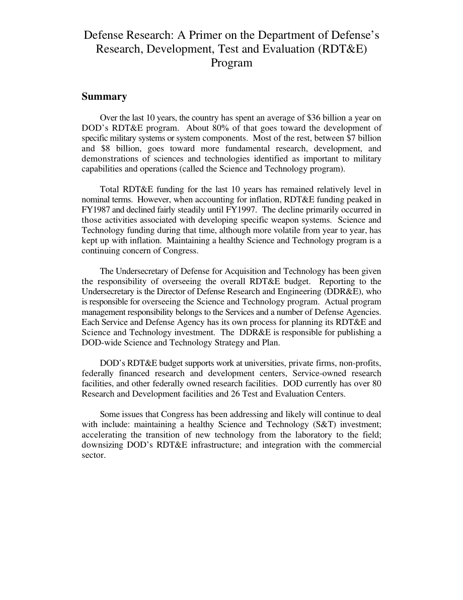 [19990714]97-316_国防研究：美国国防部研究、开发、测试和评估（RDT&E）项目入门.pdf_第3页