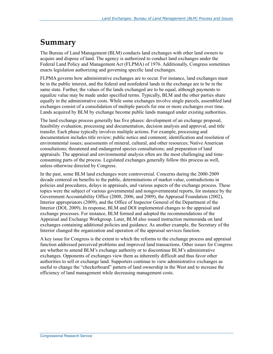 [20161107]R41509_土地交换：土地管理局（BLM）流程和问题.pdf_第2页