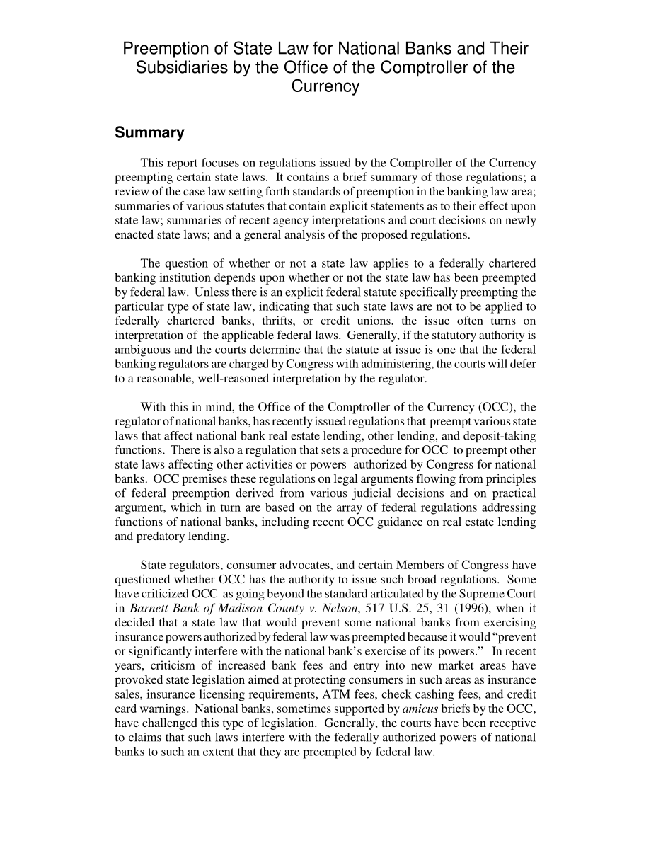 [20040304]RL32197_货币监理署对国家银行及其子公司的国家法律优先权.pdf_第2页