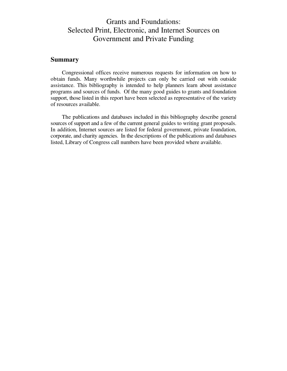 [19990106]RL30013_赠款和基金会：政府和私人资金的选定印刷、电子和互联网来源.pdf_第3页