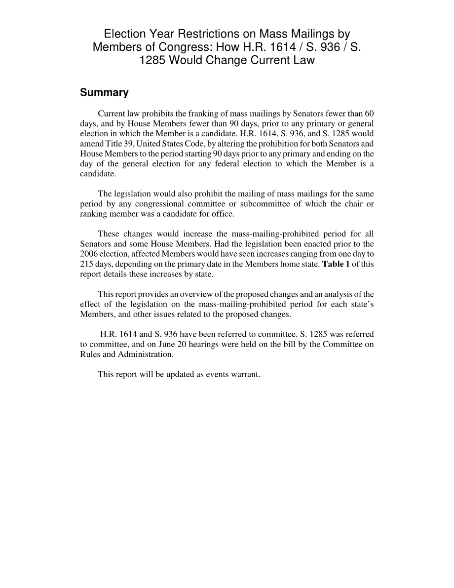 [20070711]RL34085_选举年对国会议员群发邮件的限制：H.R.如何.1614S.936S.1285将改变现行法律.pdf_第2页