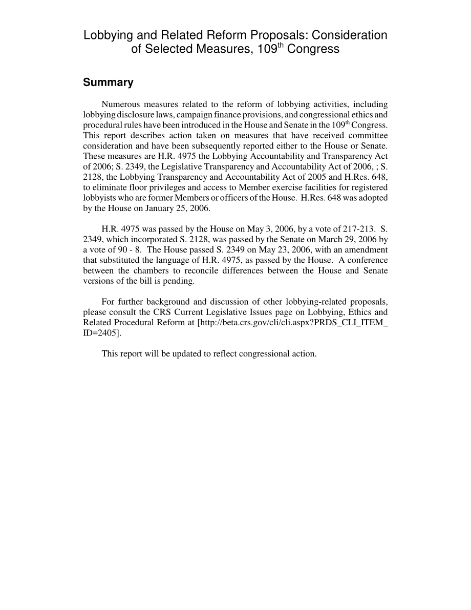 [20060607]RL33293_游说和相关改革建议：第109届国会对选定措施的审议.pdf_第2页