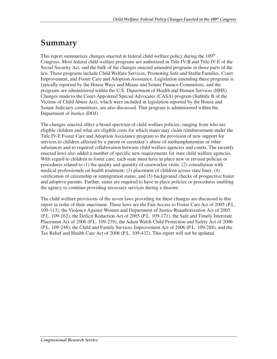 [20071115]RL34252_儿童福利：第109届国会颁布的联邦政策变化.pdf_第2页