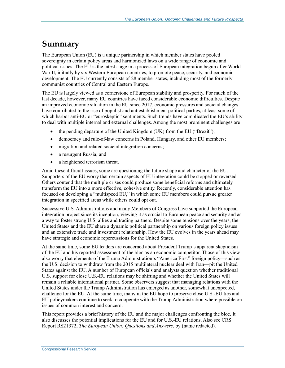 [20181203]R44249_欧盟：当前的挑战和未来前景.pdf_第2页