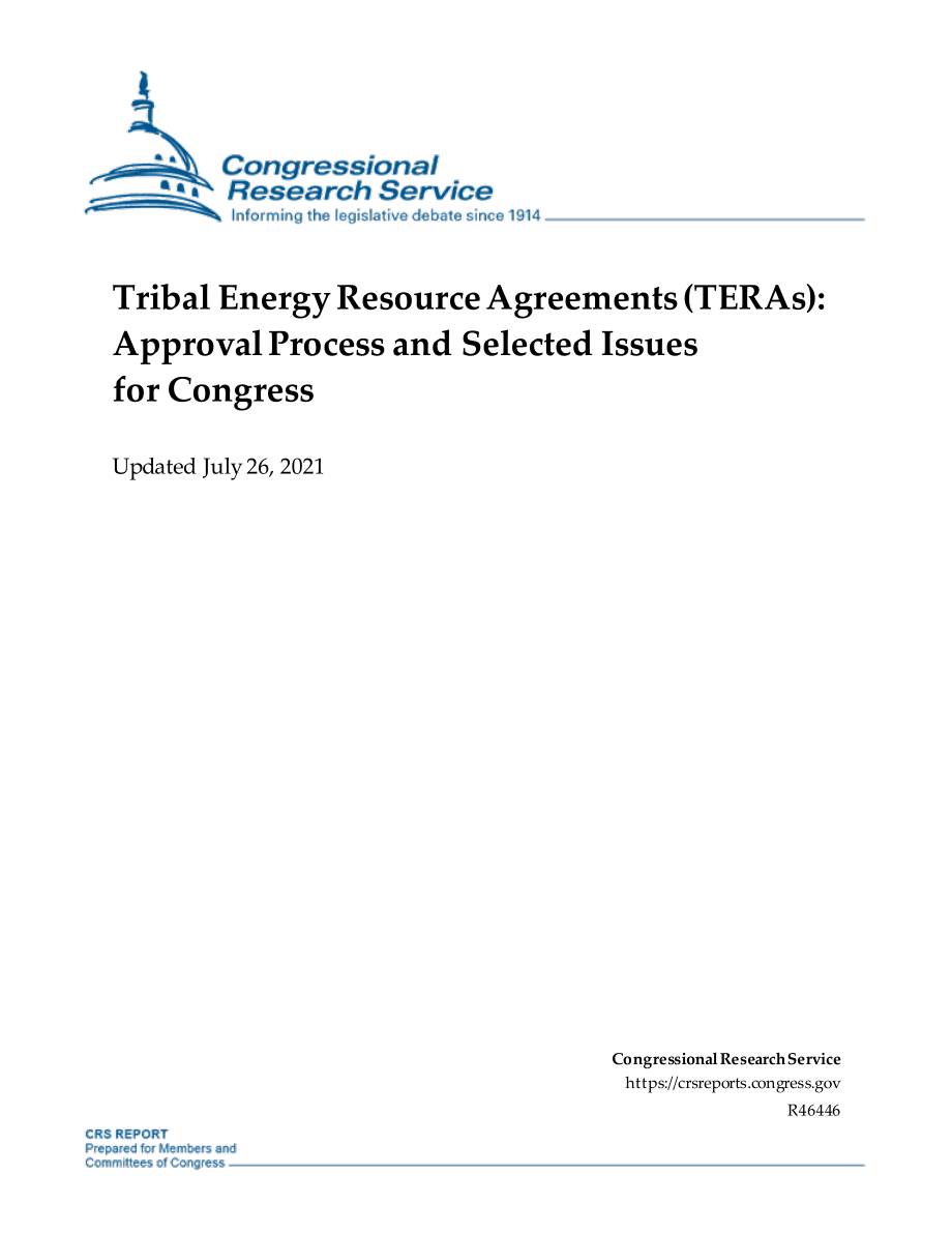 [20210726]R46446_部落能源协议（TERA）：国会的批准流程和选定问题.pdf_第1页