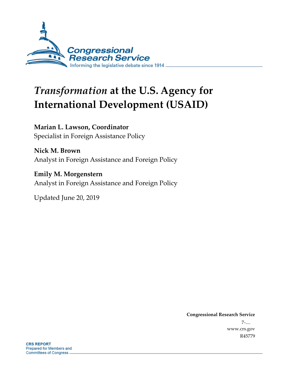 [20190620]R45779_美国国际开发署（USAID）的转型.pdf_第1页