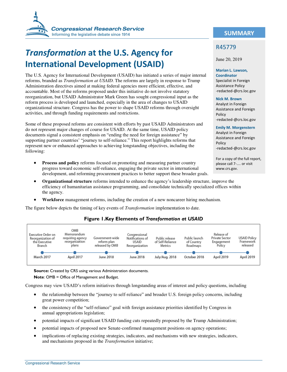 [20190620]R45779_美国国际开发署（USAID）的转型.pdf_第2页