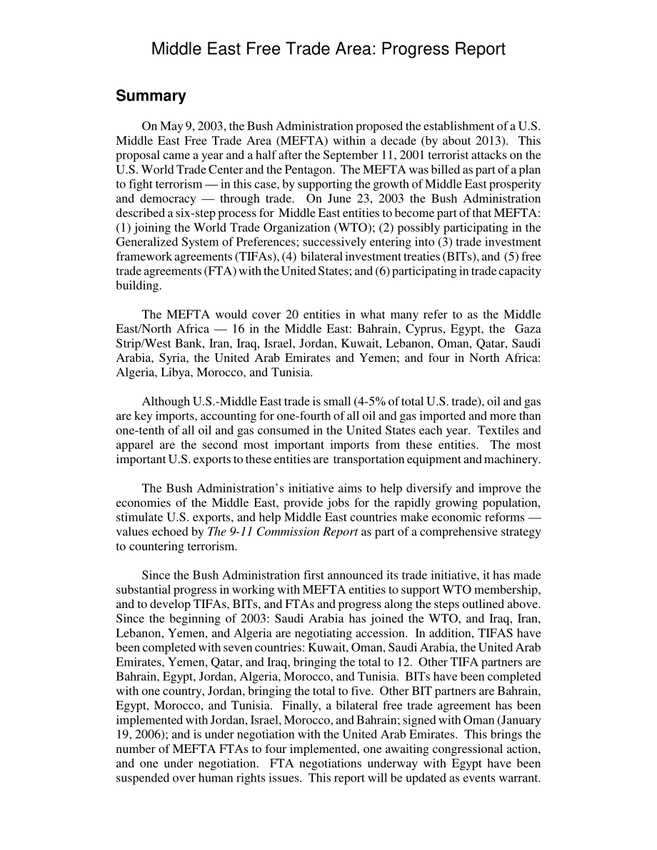 [20060703]RL32638_中东自由贸易区：进度报告.pdf_第2页