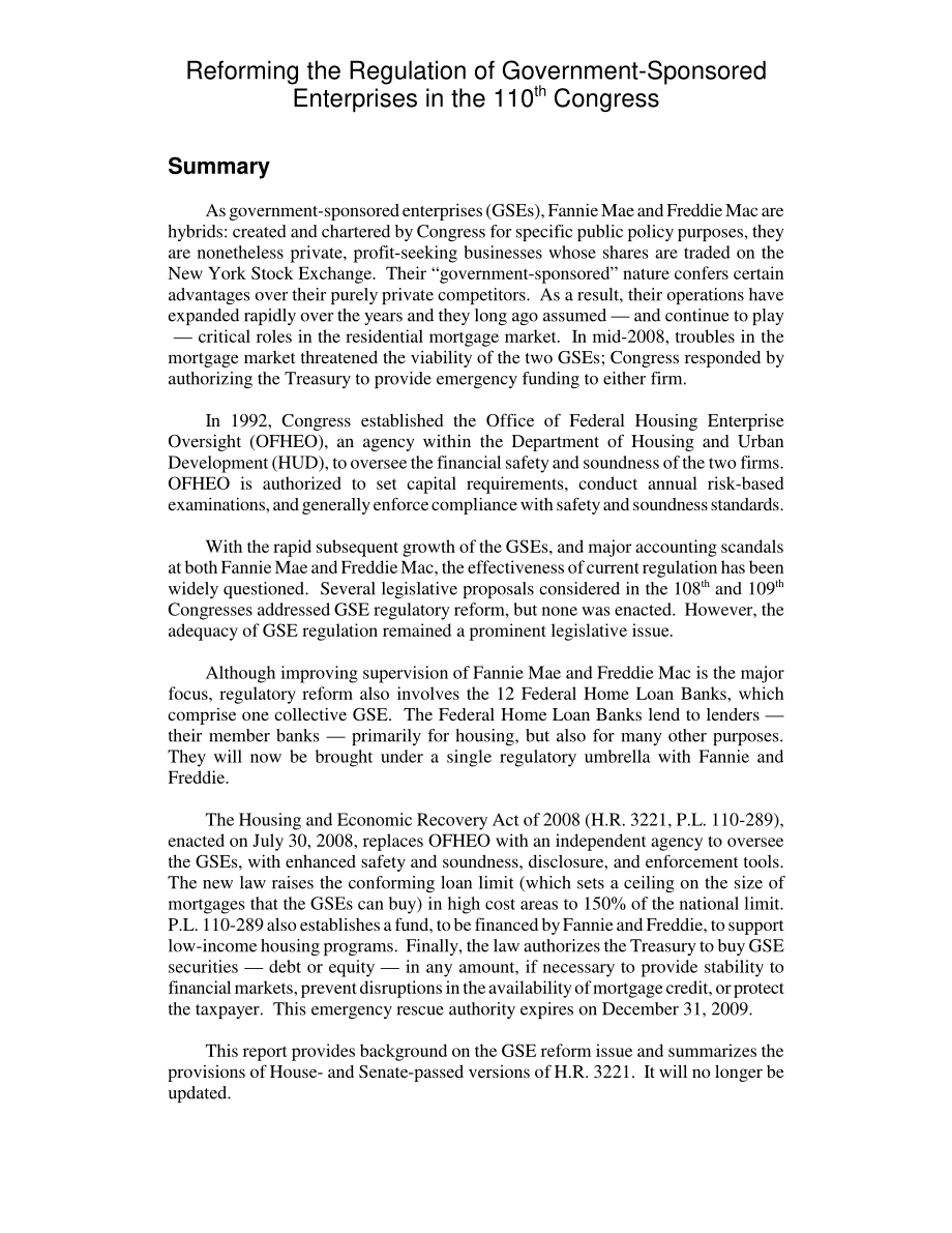 [20080804]RL33940_第110届国会对政府资助企业的监管改革.pdf_第2页