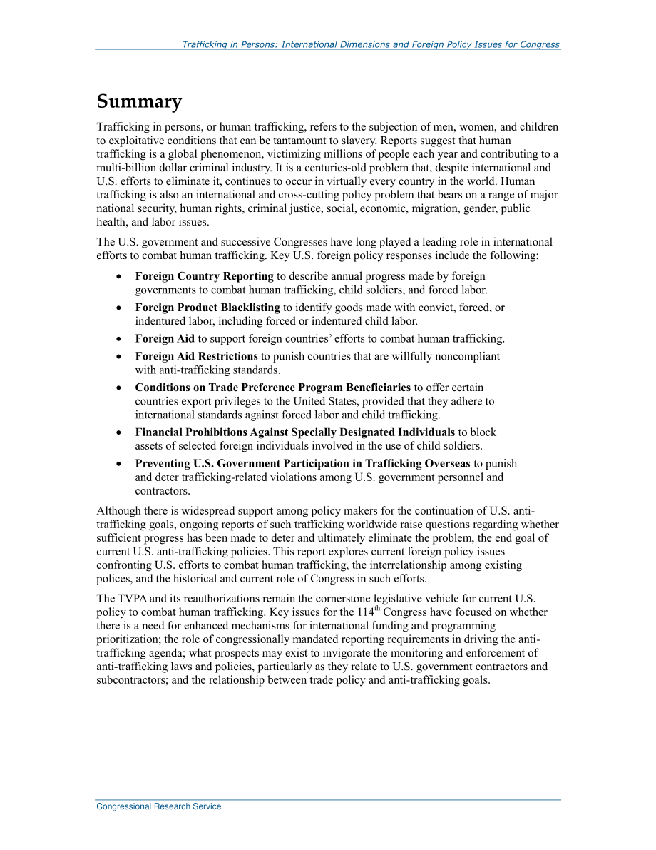 [20150811]R42497_贩运人口：国会的国际层面和外交政策问题.pdf_第2页