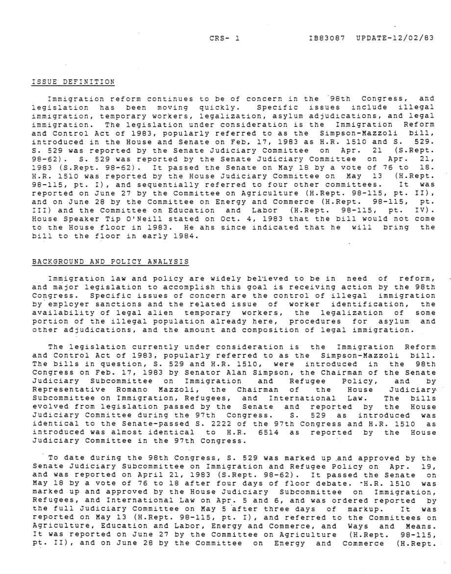 [19831202]IB83087_第98届国会的移民问题和立法.pdf_第3页