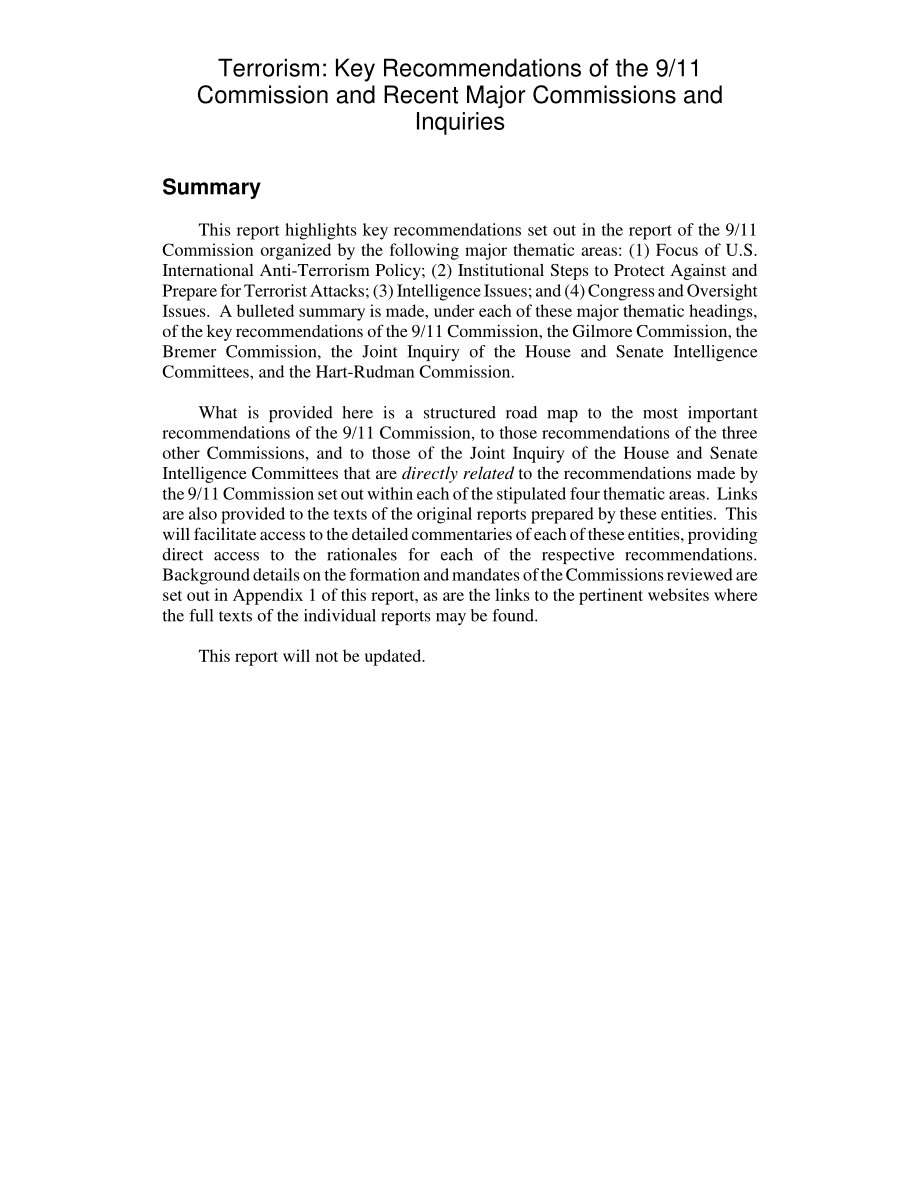 [20040811]RL32519_恐怖主义：9·11委员会的主要建议以及最近的主要委员会和调查.pdf_第2页
