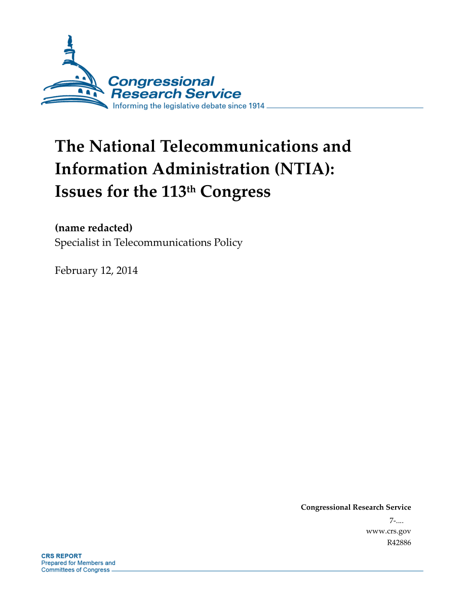 [20140212]R42886_国家电信和信息管理局（NTIA）：第113届大会议题.pdf_第1页