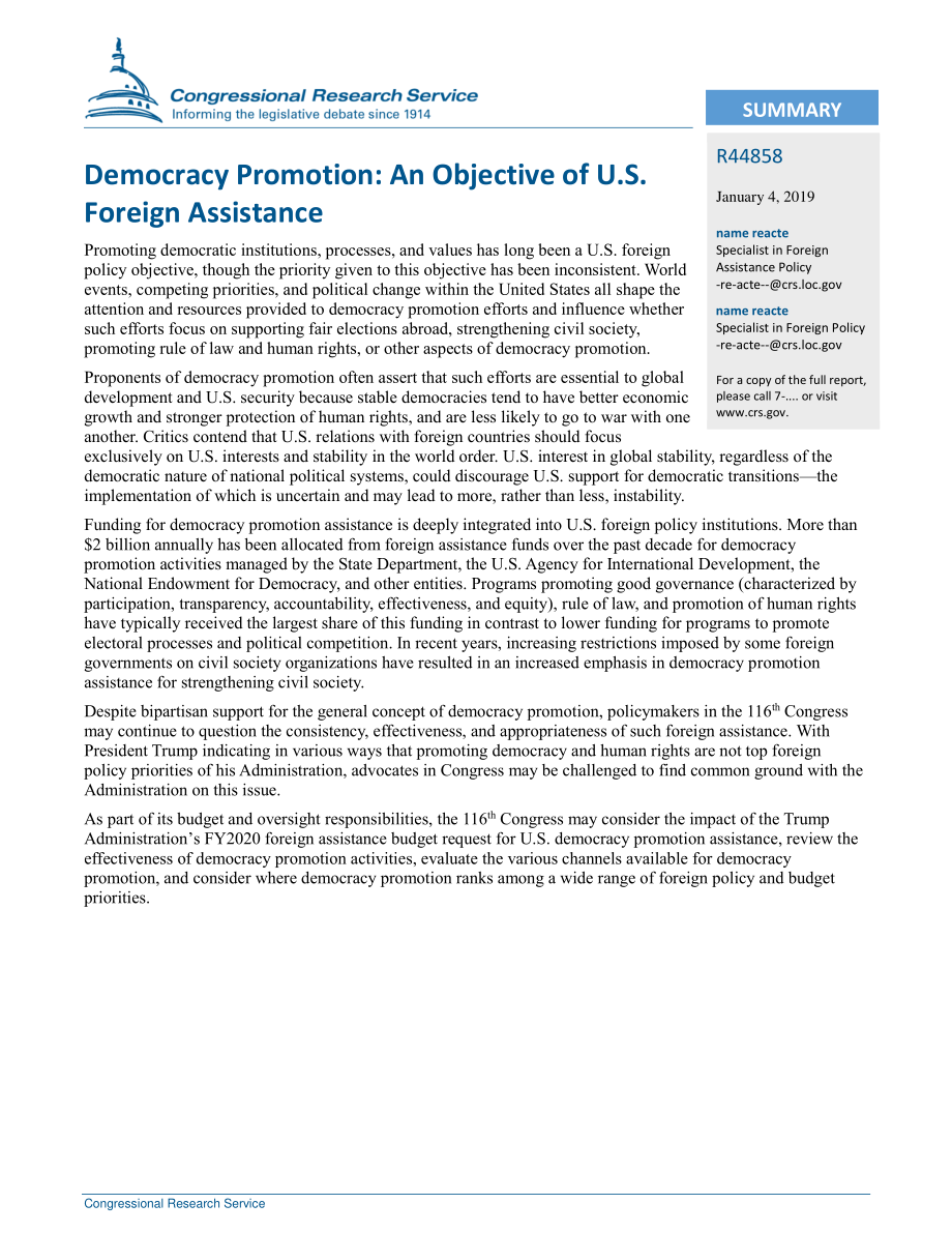 [20190104]R44858_民主促进：美国对外援助的目标 .pdf_第2页