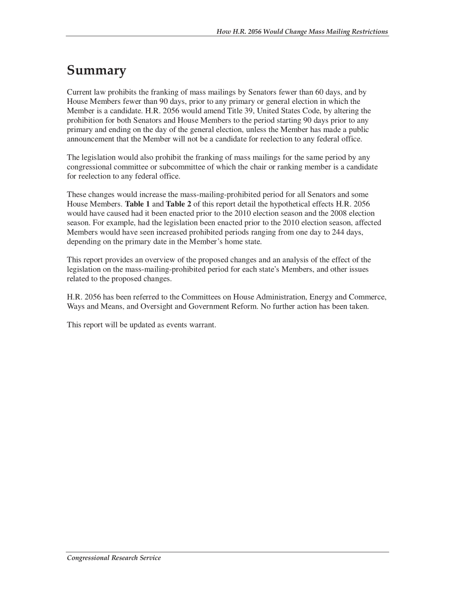[20100820]R40569_选举年对国会议员群发邮件的限制：H.R.如何2056年将改变现行法律.pdf_第2页