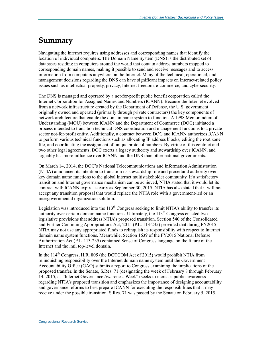 [20150306]97-868_Internet域名：背景和政策问题.pdf_第2页
