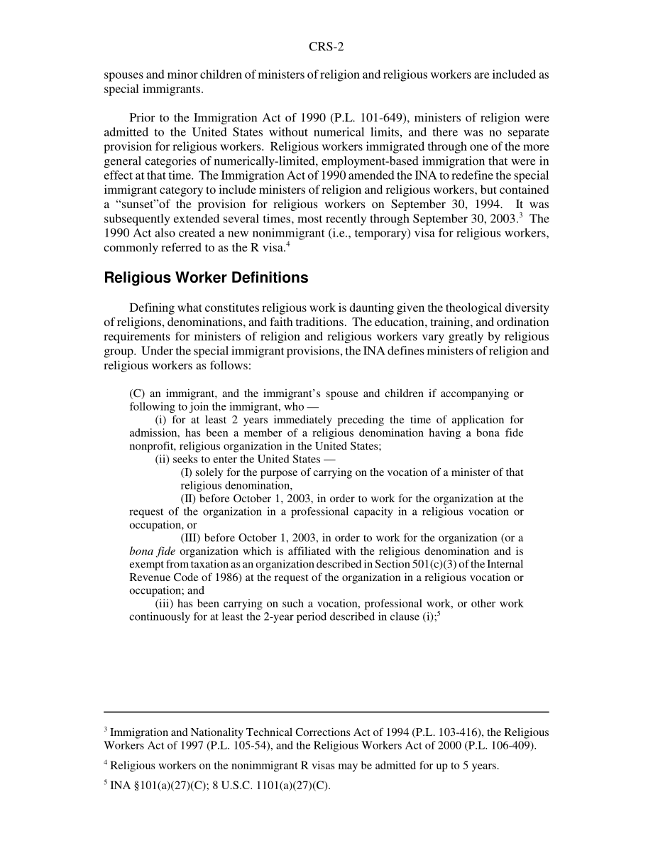 [20030930]RS21630_宗教工作者移民：背景和立法.pdf_第2页
